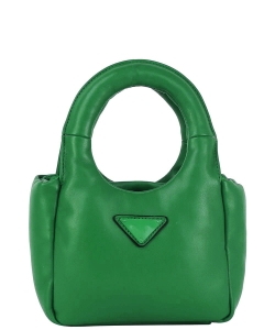 Puffy Round Handle Triangle Logo  Satchel Bag JYV-0459 GREEN